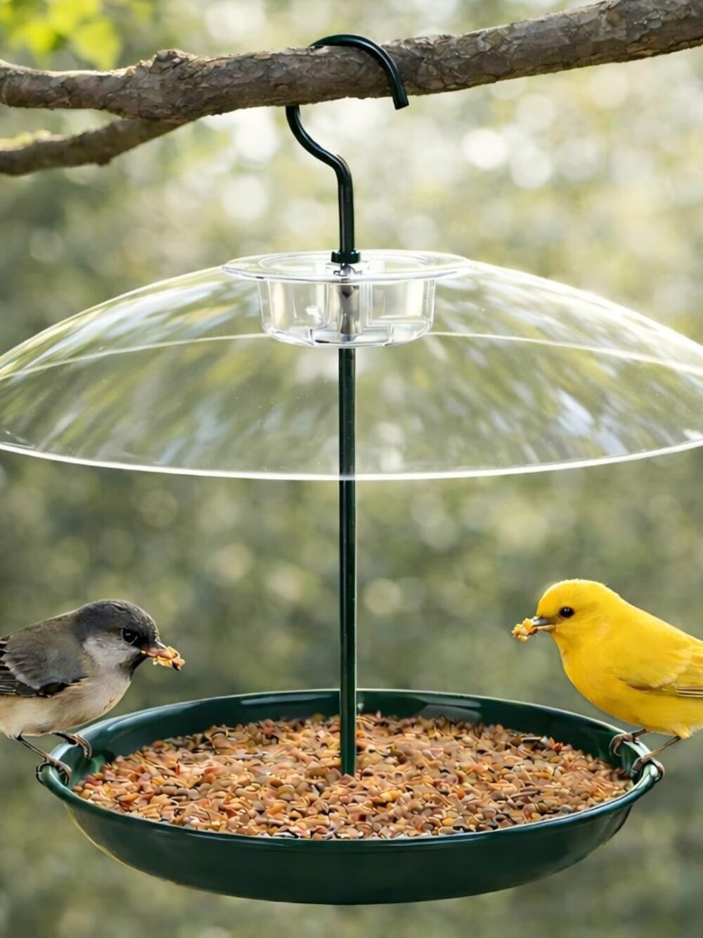 Outdoor Adjustable Platform Bird Feeder with Clear Dome(1 Pack)